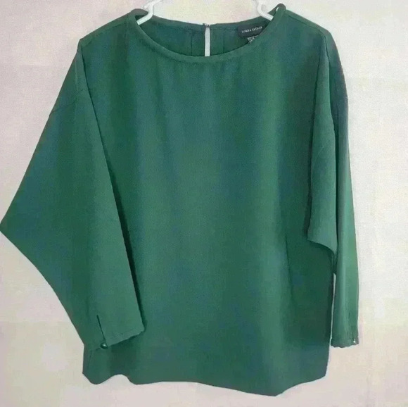 Lord & Taylor Emerald Green Blouse Keyhole - Picture 1 of 15